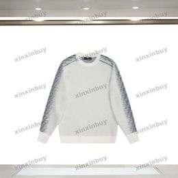 Xinxinbuy Mannen designer Hoodie Sweatshirt Gradiënt Brief Jacquard lange mouw dames blauw Zwart wit oranje S-2XL