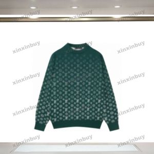 xinxinbuy Heren designer Hoodie Sweatshirt 23ss Parijs Gradiënt Letter Jacquard patroon lange mouw katoen dames groen Zwart kaki S-XL