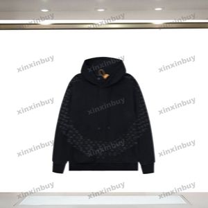 Xinxinbuy Hommes Designer Sweat à capuche 23ss Panneaux Jacquard Lettre Tissu à manches longues Femmes Noir Vert Marron Gris Blanc S-2XL