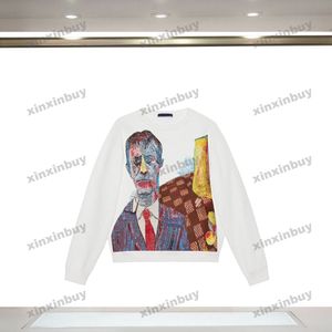 Xinxinbuy Hommes Designer Sweat à capuche 23ss Portrait motif imprimé manches longues femmes Noir vert marron gris blanc XS-XL