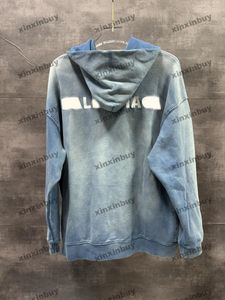 Xinxinbuy Hommes Designer Sweat à capuche 24SS Tie Dye Paris Lettre broderie manches longues femmes Noir blanc bleu S-2XL