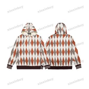 Xinxinbuy Men Designer Hoodie Sweatshirt Diamant Square Patroon Print Women Sweatshirts Zwart Gray Green Brown M-2XL