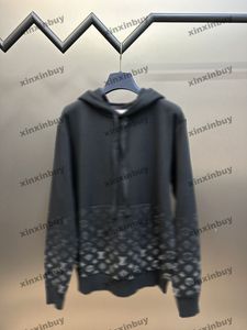 Xinxinbuy Mannen designer Hoodie Sweatshirt Gradiënt brief wollen jacquard lange mouw vrouwen blauw Zwart wit grijs XS-2XL