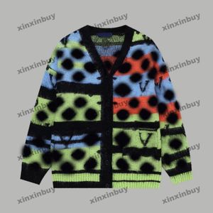 xinxinbuy Heren designer Hoodie Sweatshirt Vest Kleurrijke strepen wol lange mouw dames rood Zwart wit grijs XS-2XL