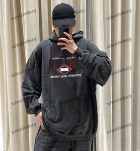 Xinxinbuy Hommes Designer Sweat à capuche Paris Lettre broderie femmes noir gris jaune blanc XS-L