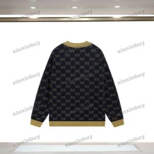 Xinxinbuy Hommes Designer Sweat à capuche Cardigan Double lettre Golden Silk Jacquard Femmes Noir Abricot Jaune Blanc XS-L