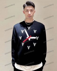 xinxinbuy Heren designer Hoodie Sweatshirt klok Letter jacquard dames zwart blauw geel wit XS-L
