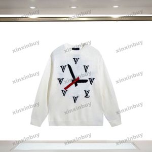 xinxinbuy Heren designer Hoodie Sweatshirt klok Letter jacquard wol dames zwart blauw geel wit XS-XL