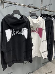 Xinxinbuy Hommes Designer Sweat à capuche Sweat-shirt Retour Lettre Graffiti Manches longues Femmes Noir Blanc Vert Marron S-XL