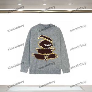 xinxinbuy Heren designer Hoodie Sweatshirt Ogen Letter Jacquard lange mouw dames Zwart rood XS-2XL