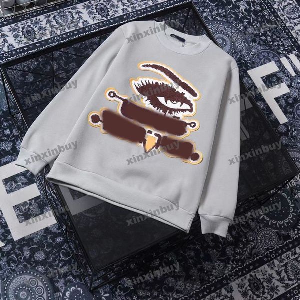 Xinxinbuy Hommes Designer Sweat à capuche 24ss Serviette pour les yeux broderie à manches longues femmes Noir S-XL