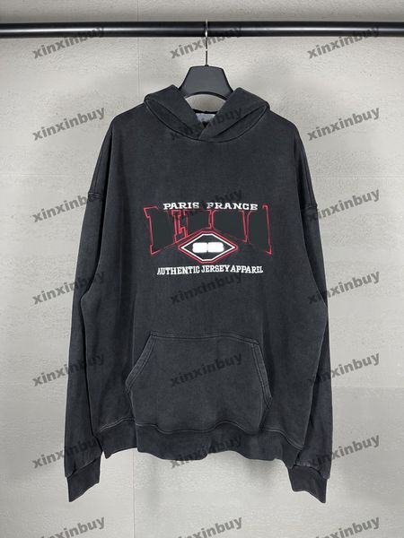 Xinxinbuy Hommes Designer Sweat à capuche Paris Lettre broderie femmes noir gris jaune blanc XS-2XL