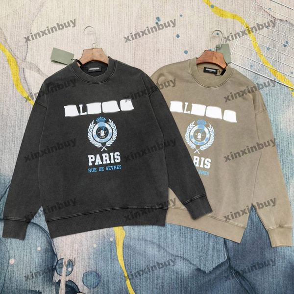 xinxinbuy hommes designer sweat à capuche lavage oreille lettres de blé impression manches longues femmes bleu noir gris XS-3XL