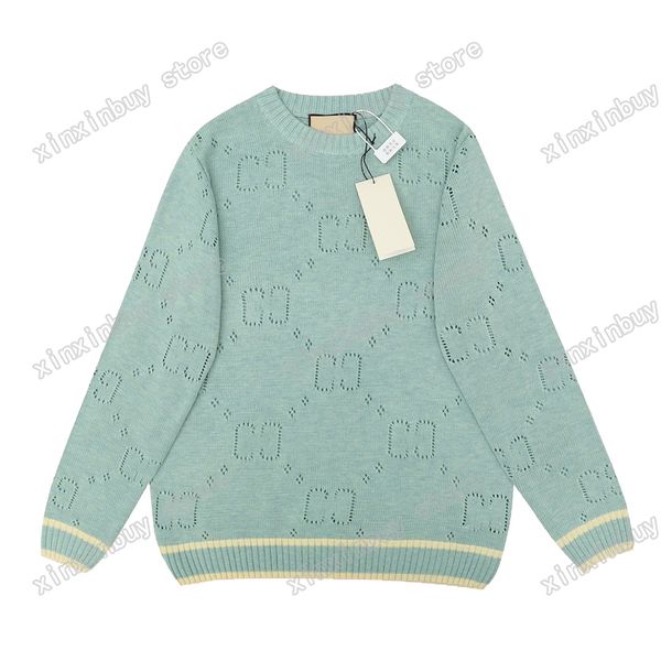 xinxinbuy Hommes designer Sweat à capuche Paris lettre creuse jacquard lettre pull femmes vert violet noir marron blanc gris XS-XL