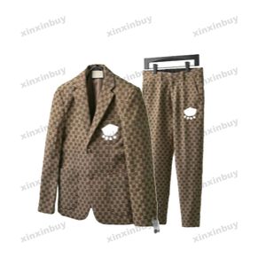 Xinxinbuy Men Designer Jacket Coats 23SS Khaki Paris Double Letter Jacquard Fabric Sets lange mouw katoen vrouwen Zwart Wit Khaki XS-3XL