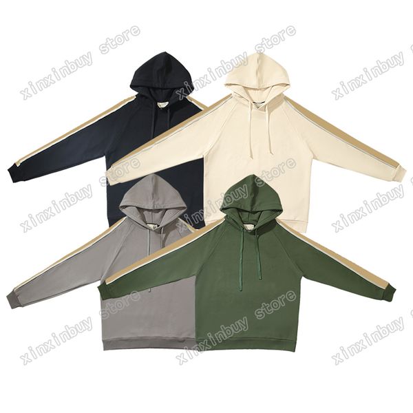 Xinxinbuy Hommes Designer Sweatshirts Sweats à capuche Bande réfléchissante Double lettre Ensemble de coton Sportswear Femmes Casual Haute Qualité Abricot Noir Gris Vert XS-L