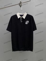 Xinxinbuy Men Designer T-shirt 2024 Schaakpen Pin gebreide stof Rapel Kortel Katel Vrouwen Grijs Zwart Wit S-XL