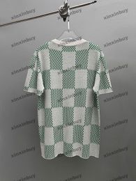Xinxinbuy, camiseta de diseñador para hombre, camiseta 2024, tela de punto de tablero de ajedrez, manga corta, algodón, mujer, gris, negro, blanco, XS-XL