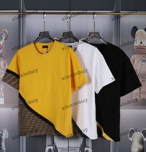 Xinxinbuy Mannen designer Tee t-shirt 2024 vernietigd Dubbele Brief afdrukken Italië korte mouw katoen vrouwen Grijs zwart XS-2XL