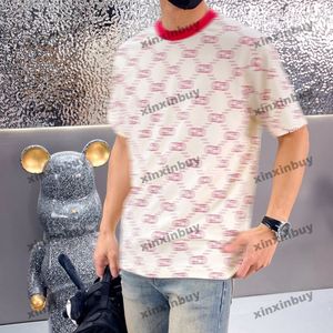 Xinxinbuy Men Designer Tee T-shirt 2024 Double lettre d'impression Modèle à manches courtes Coton Femmes Gris Black Blanc Abricot XS-2XL