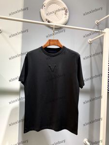 Xinxinbuy Mannen Designer Tee T-shirt 2024 Emboss Brief Parijs Patroon Korte Mouw Katoen Vrouwen Blauw Zwart Rood XS-2XL