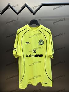 Xinxinbuy Mannen designer Tee t-shirt 2024 voetbal parijs patroon jacquard brief korte mouw katoen vrouwen blauw zwart rood S-2XL