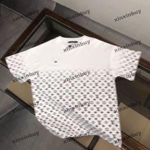 Xinxinbuy Mannen Designer Tee T-shirt 2024 Gradiënt Brief Afdrukken Korte Mouw Katoen Vrouwen Grijs Zwart Oranje Groen M-3XL