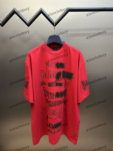 Xinxinbuy Hommes Designer Tee T-shirt 2024 Lettre Graffiti Impression Paris Motif manches courtes Coton Femmes Bleu Noir Rouge XS-XL