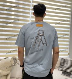 Xinxinbuy Hommes Designer Tee T-shirt 2024 Échelle de marteau broderie manches courtes coton femmes bleu noir rouge S-XL