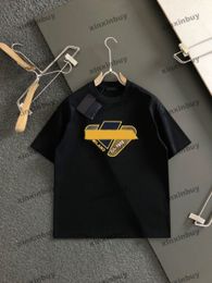 Xinxinbuy hombres diseñador camiseta camiseta 2024 Italia cepillo de dientes bordado letra manga corta algodón mujeres gris negro blanco azul S-XL