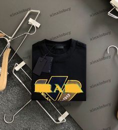 Xinxinbuy hombres diseñador camiseta camiseta 2024 Italia cepillo de dientes bordado letra manga corta algodón mujeres gris negro blanco azul S-3XL