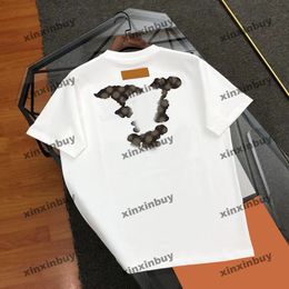 Xinxinbuy Mannen Designer Tee T-shirt 2024 Italië Lederen Brief Borduren Korte Mouw Katoen Vrouwen Grijs Zwart Wit Rood XS-2XL