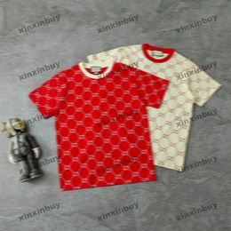 Xinxinbuy Hommes Designer Tee T-shirt 2024 Italie Double lettre impression coton à manches courtes femmes gris noir abricot M-2XL
