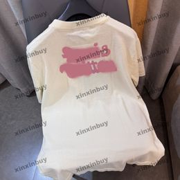 Xinxinbuy Mannen Designer Tee T-shirt 2024 Italië Gebreide Shirt Bloemen Jacquard Korte Mouw Katoen Vrouwen Grijs Zwart Wit S-3XL
