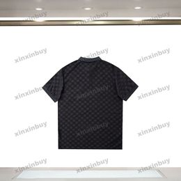Xinxinbuy Men Designer Tee T-shirt 2024 Italie Chessboard Grille Jacquard Tissue Tabagin 1854 Polo Garnière Coton Coton Femmes Blanc Black Blue Khaki S-XL