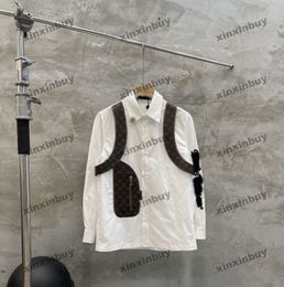 Xinxinbuy Men Designer T-shirt 2024 Italië Lederen shirt Letter Borduurwerk Polo Korte Mouw Katoen vrouwen Grijs Zwart Wit S-XL
