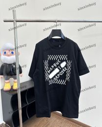 Xinxinbuy Men Designer T-shirt 2024 Italië Kraal String Letter Borduurwerk Kortjes Korte Mouw Katoen vrouwen Grijs Zwart Wit M-3XL