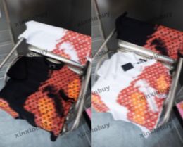 Xinxinbuy Men Designer T-shirt 2024 Italië Flame Letter Printing 1854 Kortkneeuw Katoen vrouwen Grijs Zwart Abrikoos S-XL
