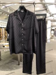 Xinxinbuy Men Designer T-shirt 2024 Italië Patroon Jacquard Silk Sets Kortjes met korte mouwen Grijs Zwart Wit S-3XL