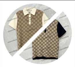 Xinxinbuy Men Designer Tee T-shirt 2024 Italie double lettre jacquard tissu à manches courtes coton femmes gris noire bleu abricot s-2xl