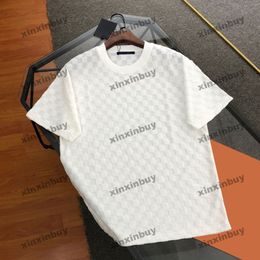 Xinxinbuy Men Designer Tee T-shirt 2024 Italie Échecteur de bornes Serviette de serviette Jacquard Coton Coton Coton Coton Femmes Blanc Noire S-2xl