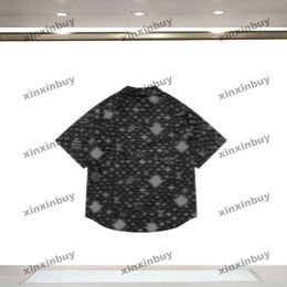 Xinxinbuy Men Designer Tee T-shirt 2024 Italie Paris Full Sky Star Lettre Jacquard Coton à manches courtes Coton Femmes Blanc Black Blue S-2xl