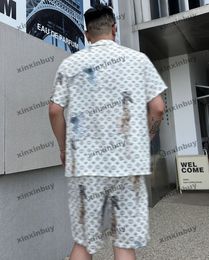 Xinxinbuy Men Designer Tee T-shirt 2024 Italie Zoo Girafe à motifs jacquard en soie à manches longues en coton