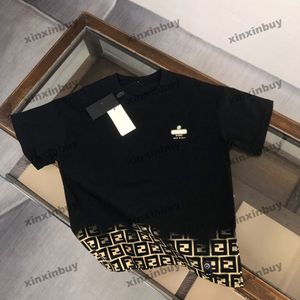 Xinxinbuy Mannen Designer Tee T-shirt 2024 Italië Roma Gradiënt Brief Afdrukken Korte Mouw Katoen Vrouwen Grijs Zwart Wit Blauw s-3XL