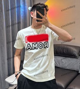 Xinxinbuy Hommes Designer Tee T-shirt 2024 Italie Roma Cardigan tricoté à manches courtes en coton femmes gris noir blanc vert XS-3XL