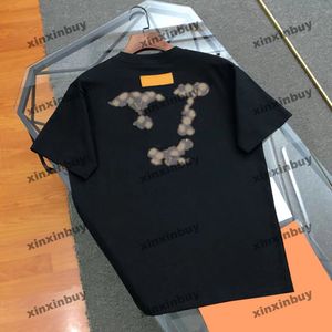 Xinxinbuy Mannen Designer Tee T-shirt 2024 Italië Lederen Brief Borduren Korte Mouw Katoen Vrouwen Grijs Zwart Wit Rood S-2XL