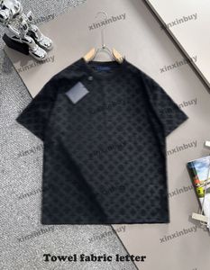 Xinxinbuy Hommes Designer Tee T-shirt 2024 Italie Lettre Jacquard Serviette Tissu à manches courtes Coton Femmes Gris Bleu Noir Blanc M-2XL