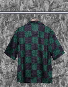Xinxinbuy Men Designer T-shirt 2024 Italië Chesseboard Grid Druk zijden stof Kort Mouw katoen vrouwen Zwart Blue Khaki Abrikoos Groene XS-2xl