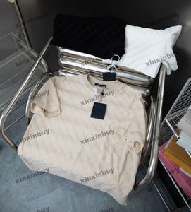 Xinxinbuy Men Designer Tee T-shirt 2024 Italie Chessboard Grille Tissu à manches courtes Coton Coton Femmes Noir Blanc Abricot M-3XL