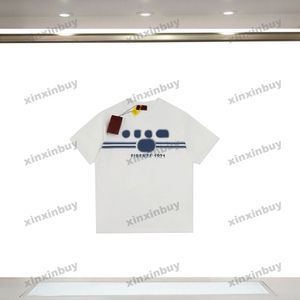 Xinxinbuy Men Designer Tee T-shirt 2024 Italie Stripe Gradient Letter Imprimé Coton Coton Coton Femmes Noir Blanc XS-L